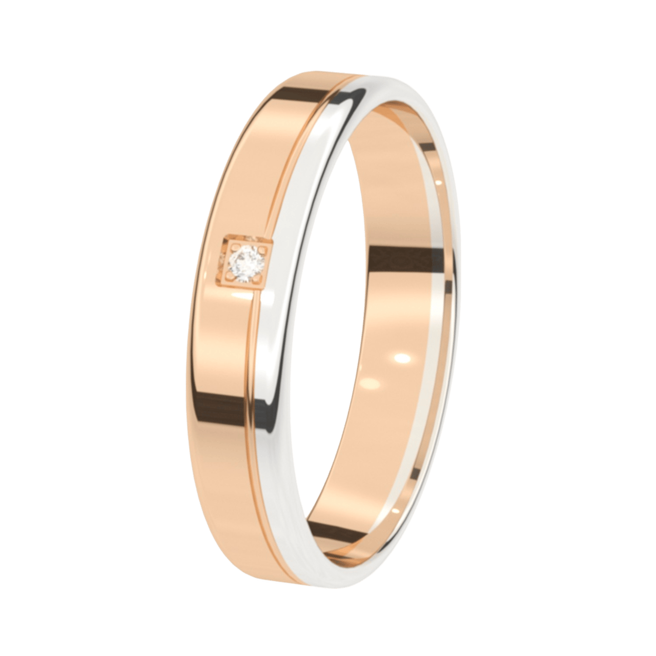 Trauring, 585 Rot- und Weißgold, Diamant, 4 mm, Flieder