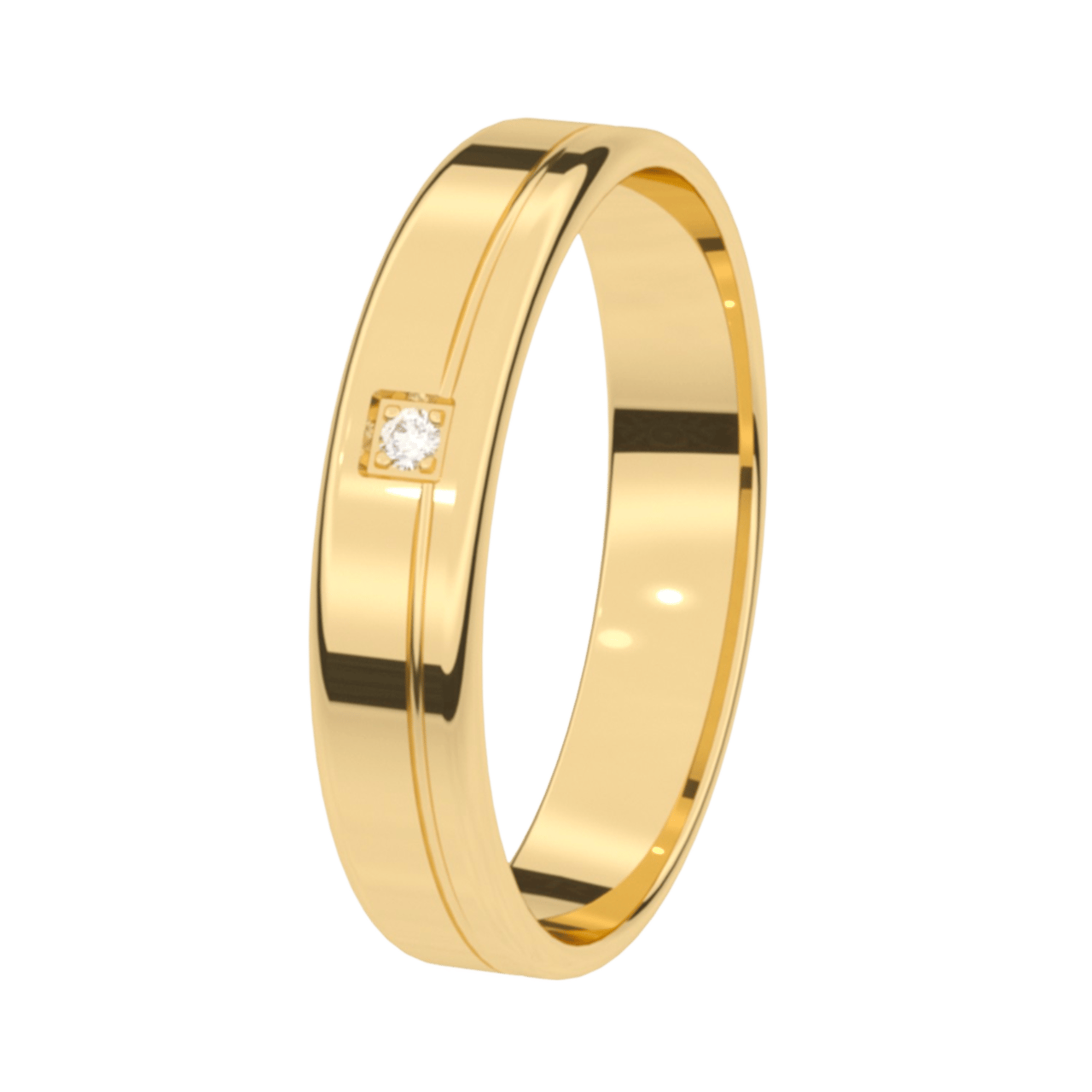 Trauring, 375 Gelbgold, mit Diamant, 4 mm, Flieder