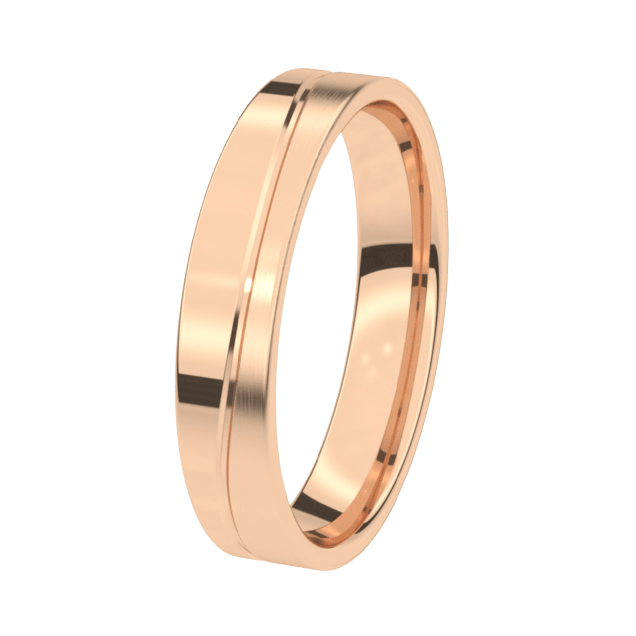 Trauring für Herren, 585 Rotgold, 4,5 mm, Lobelia