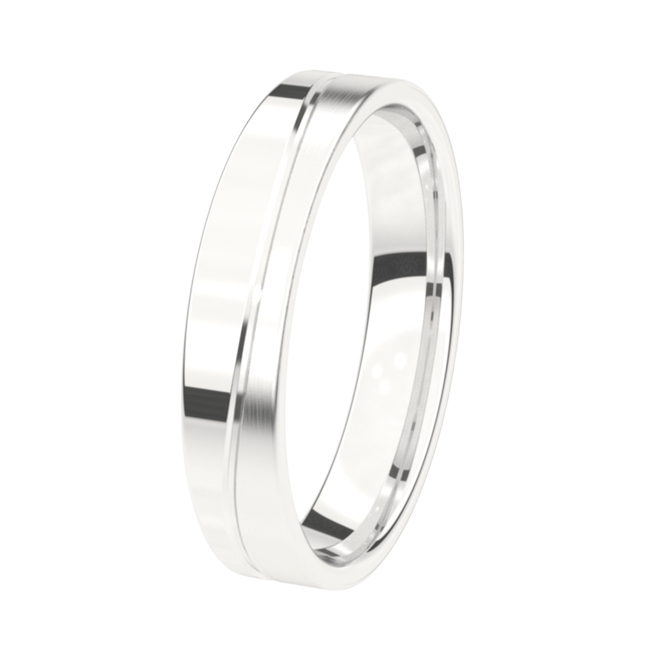 Trauring für Herren, 375 Weißgold, 4,5 mm, Lobelia