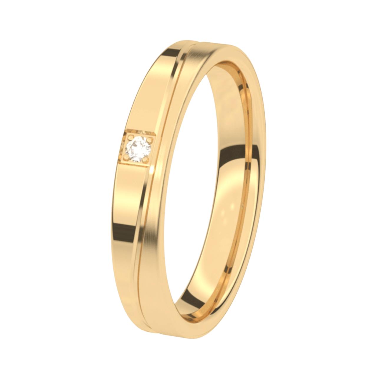 Trauring, 375 Gelbgold, Diamant, 3,5 mm, Lobelia