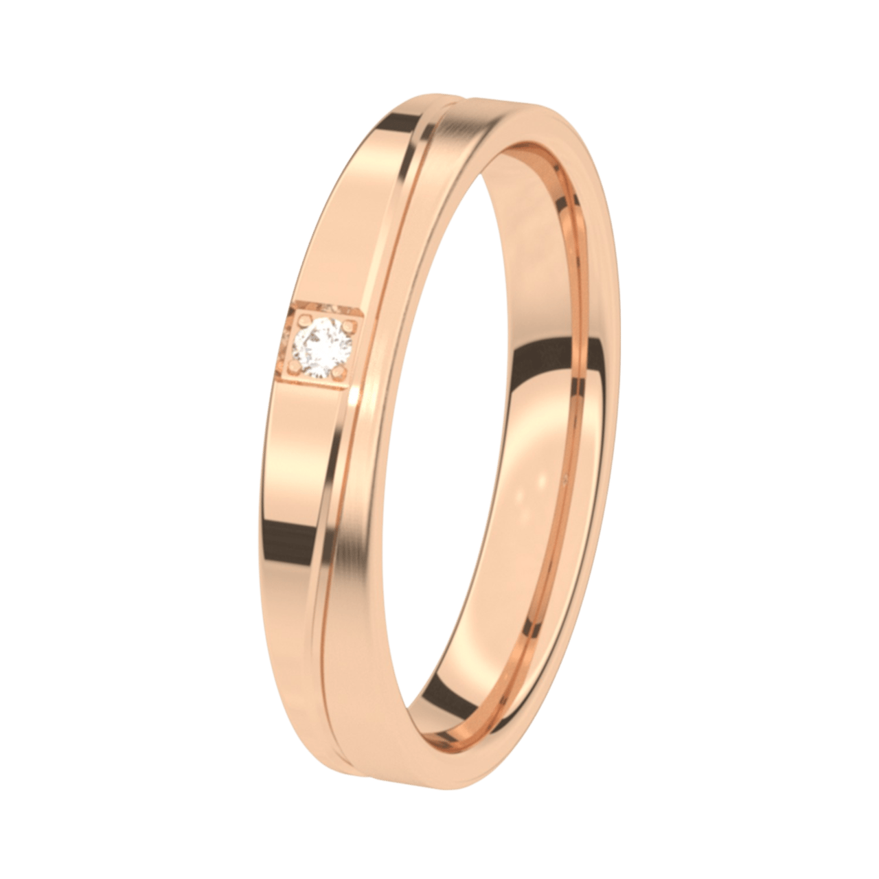 Trauring, 375 Rotgold, mit Diamant, 3,5 mm, Lobelia