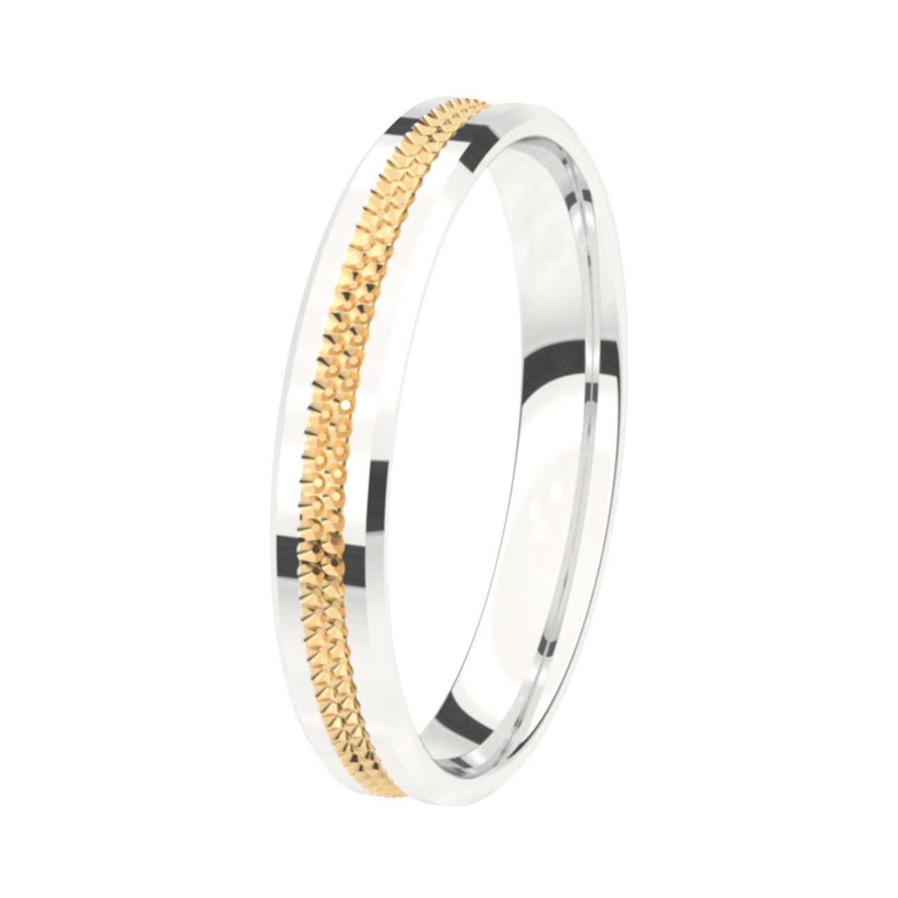 Trauring für Damen, 375 Weiß- und Gelbgold, 3,5 mm, Viola