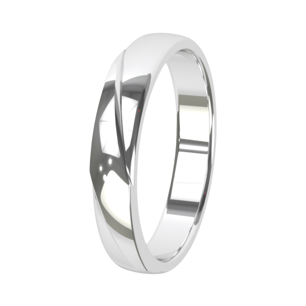 Trauring für Damen, 585 Weißgold, 4 mm, Cyclamen