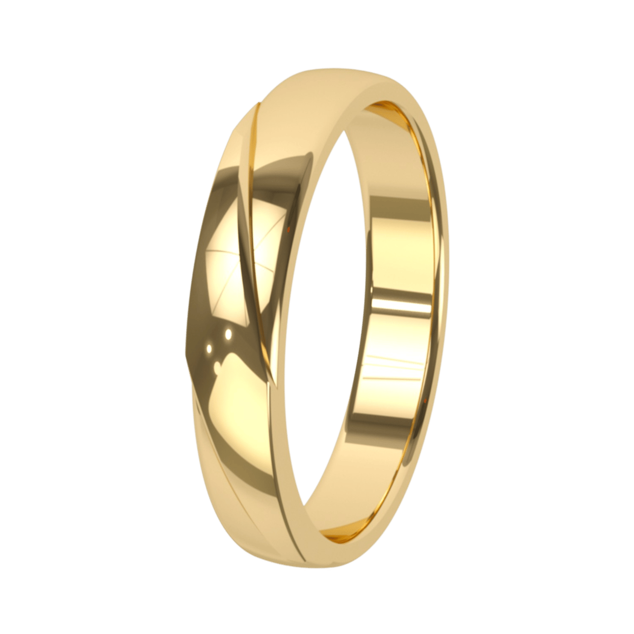 Trauring für Herren, 585 Gelbgold, 4 mm, Cyclamen