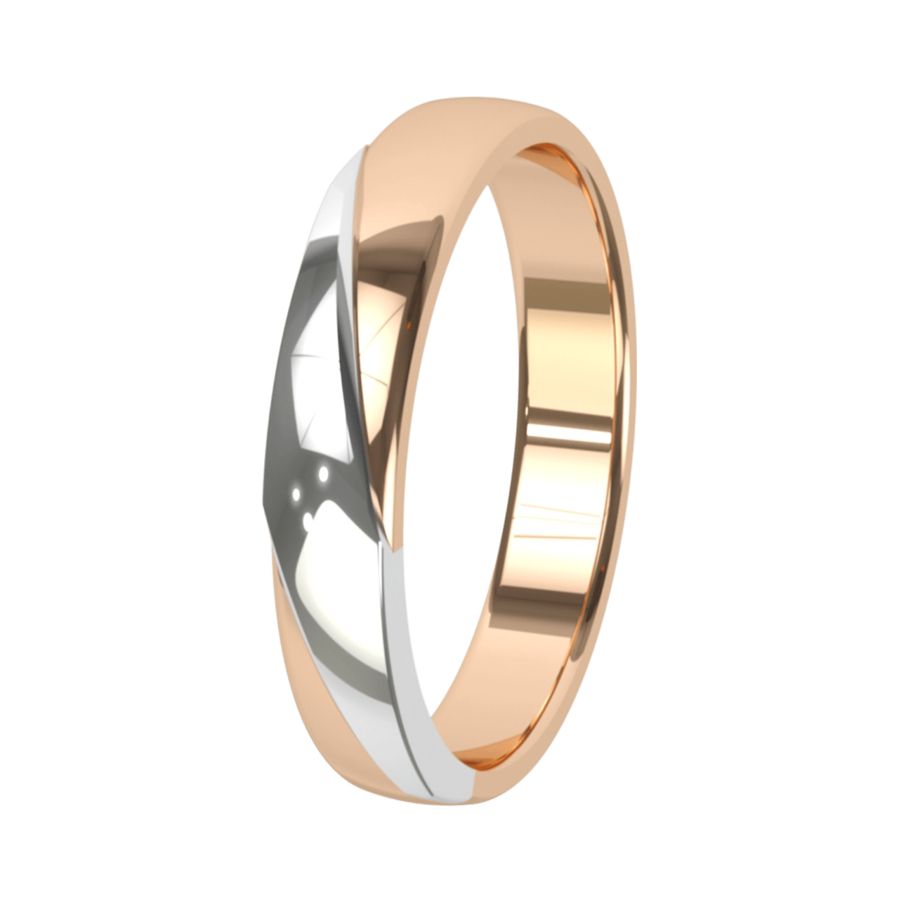 Trauring für Herren, 585 Rot- und Weißgold, 4 mm, Cyclamen