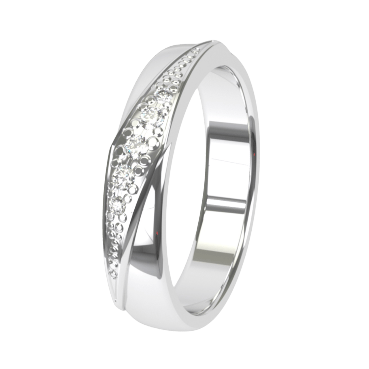 Trauring, 585 Weißgold, mit Diamant, 4 mm, Cyclamen