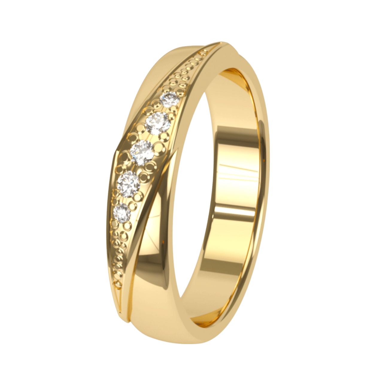 Trauring, 585 Gelbgold, Diamant, 4 mm, Cyclamen