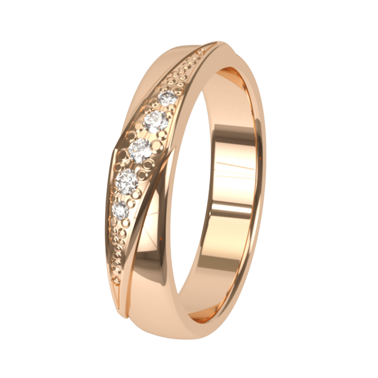 Trauring, 585 Rotgold, mit Diamant, 4 mm, Cyclamen