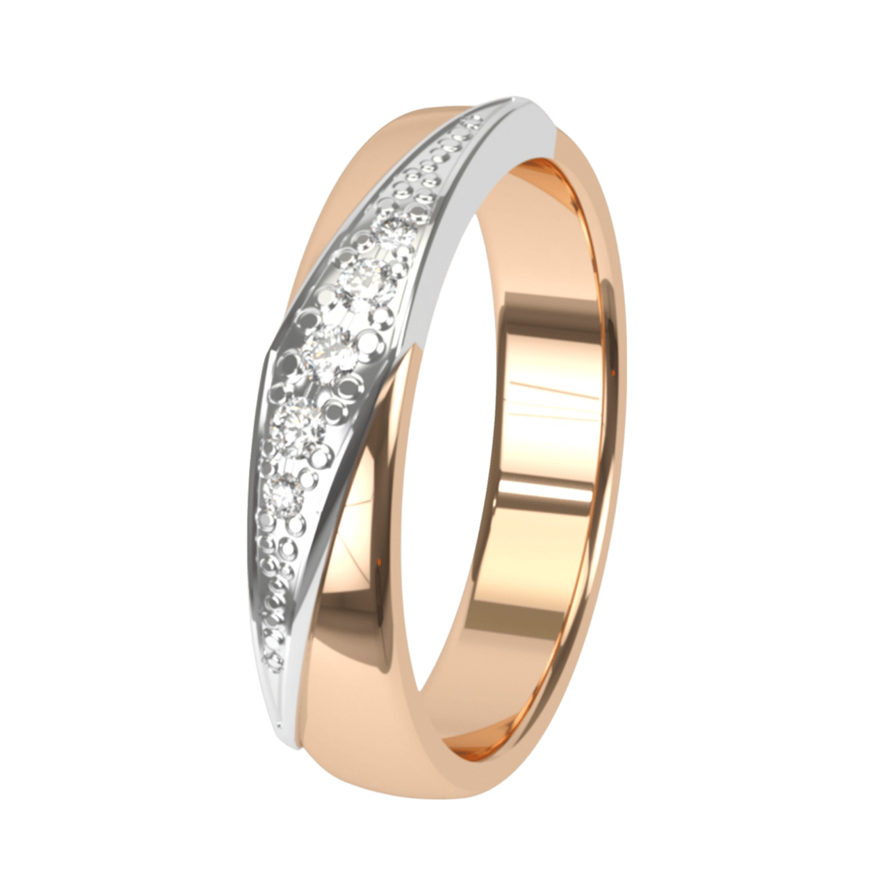 Trauring, 585 Weiß- und Rotgold, Diamant, 4 mm, Cyclamen