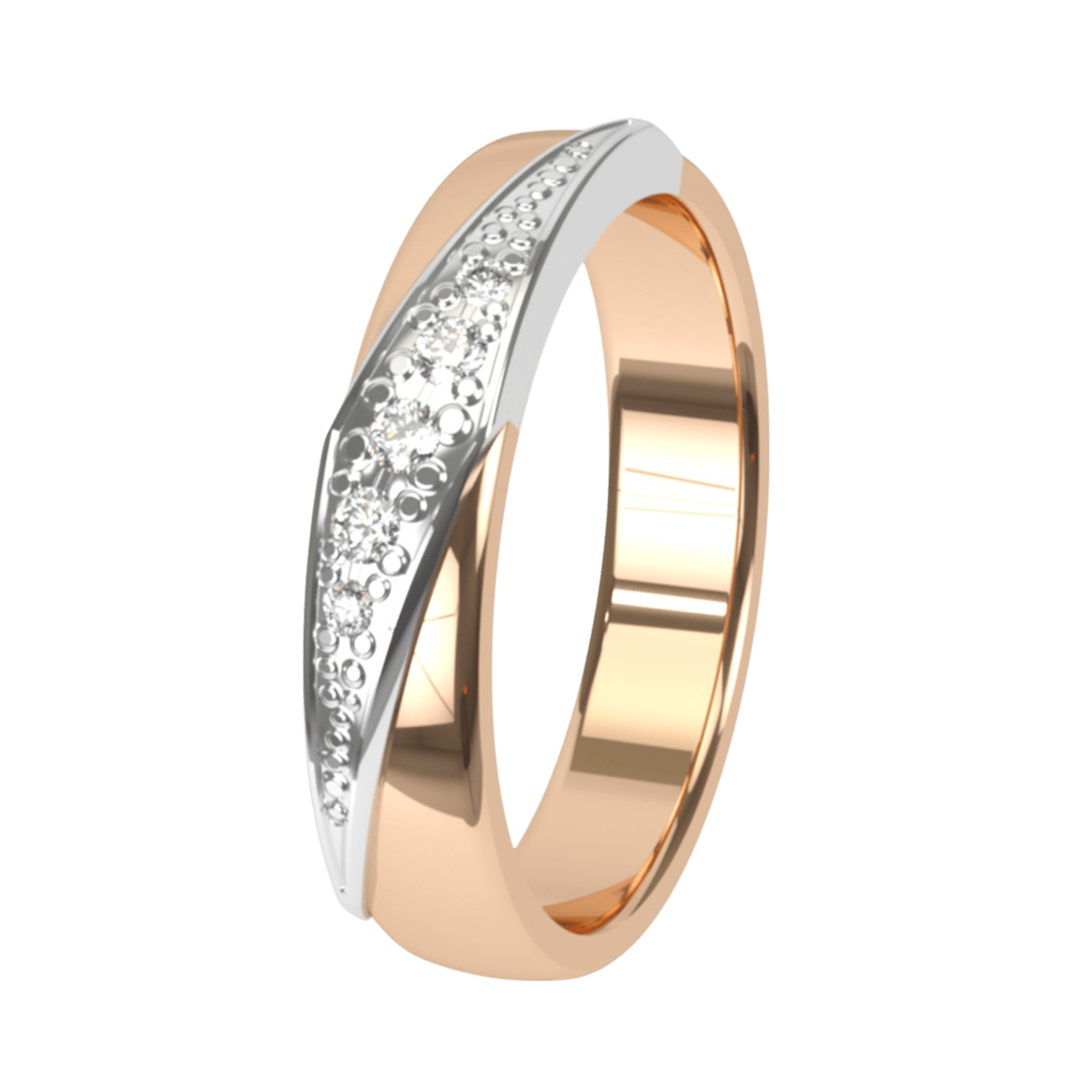 Trauring, 375 Rot- und Weißgold, mit Diamant, 4 mm, Cyclamen