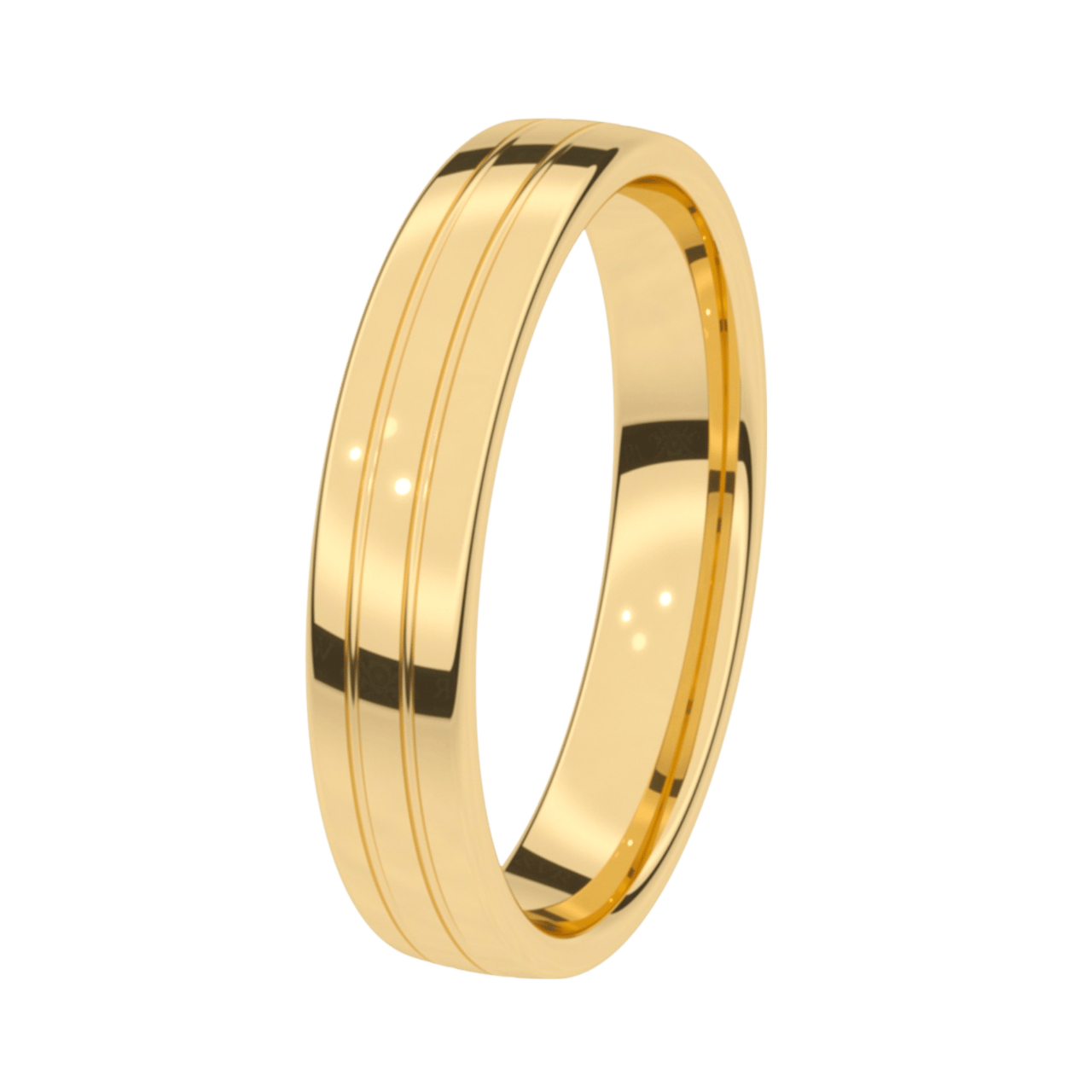 Trauring für Damen, 585 Gelbgold, 4,5 mm, Eisblume