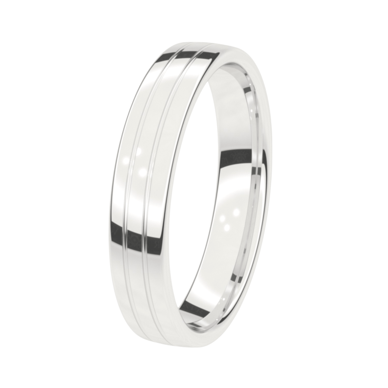 Trauring für Herren, 585 Weißgold, 4,5 mm, Eisblume
