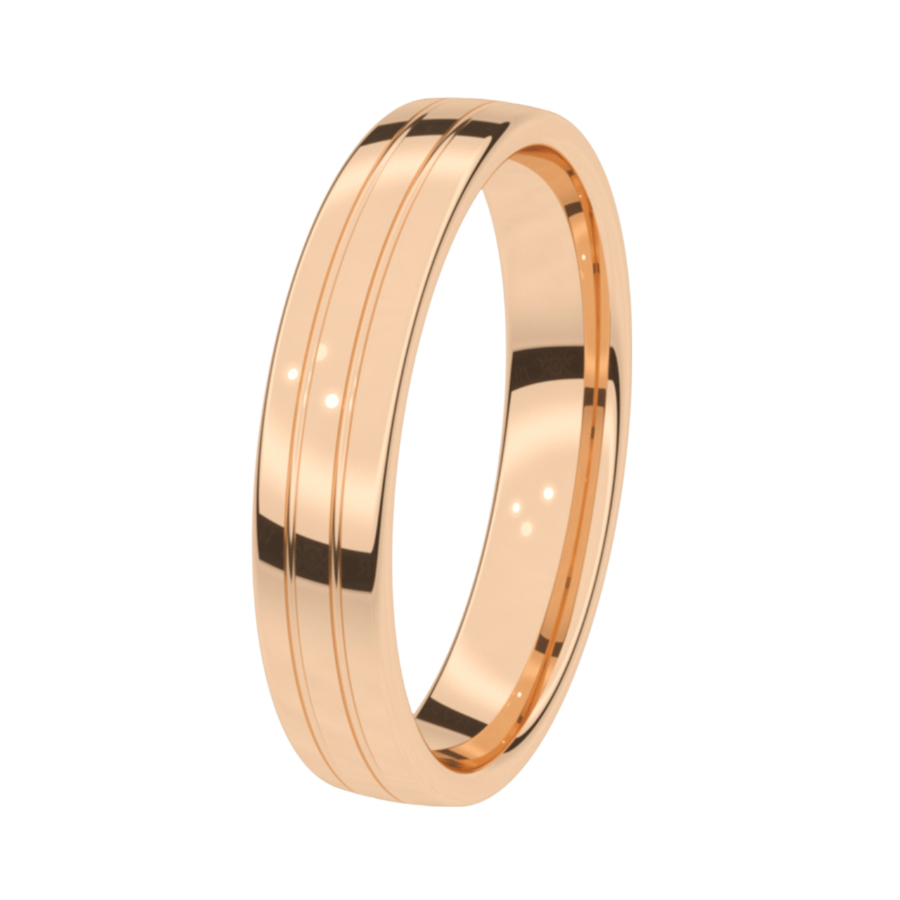 Trauring für Herren, 375 Rotgold, 4,5 mm, Eisblume