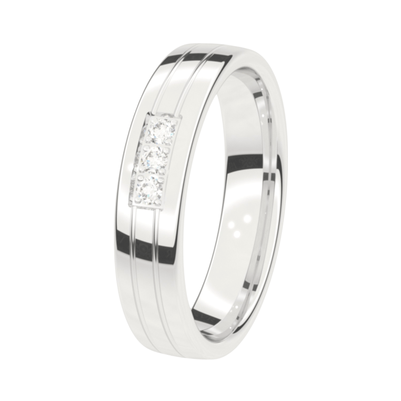 Trauring, 585 Weißgold, Diamant, 4,5 mm, Eisblume