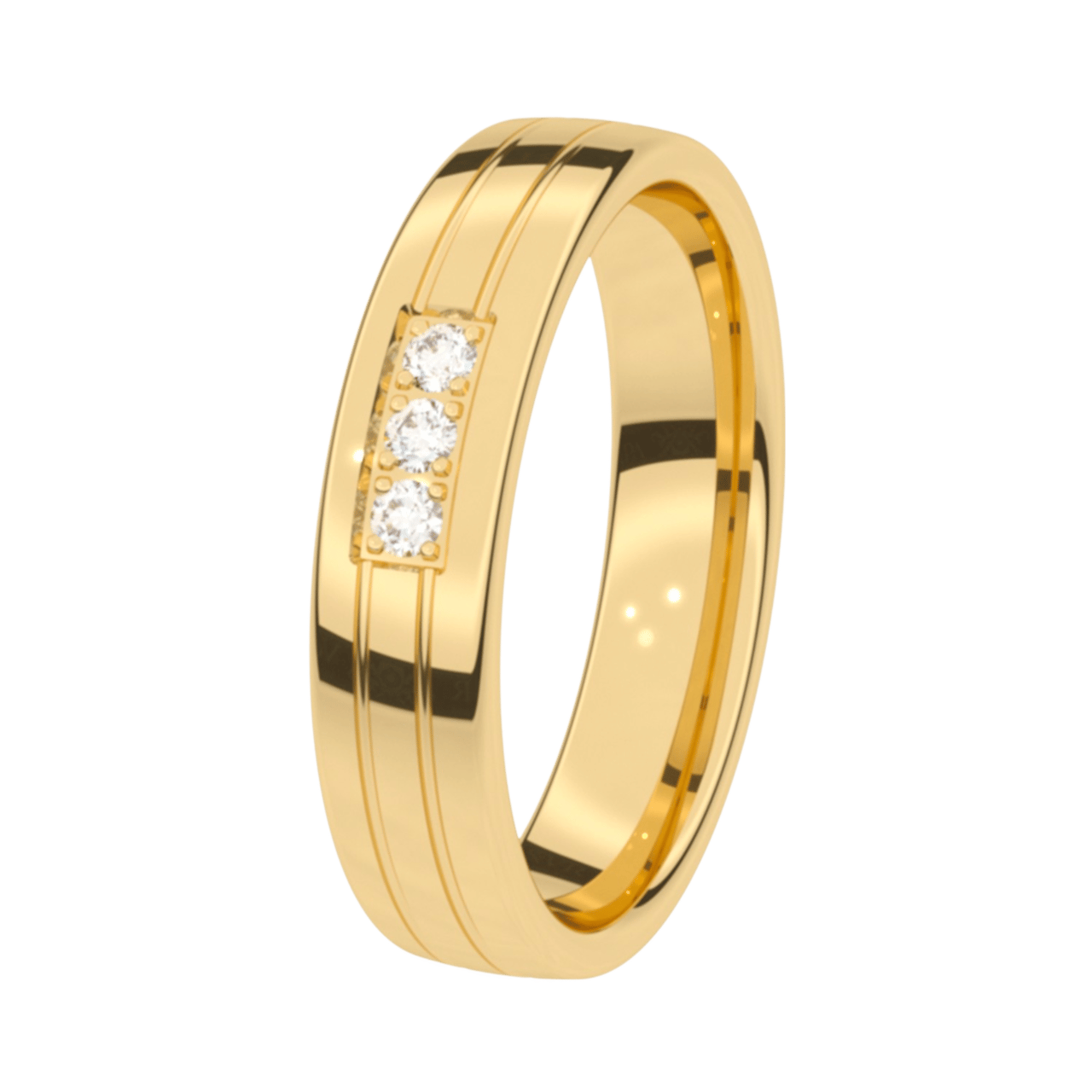 Trauring, 585 Gelbgold, Diamant, 4,5 mm, Eisblume