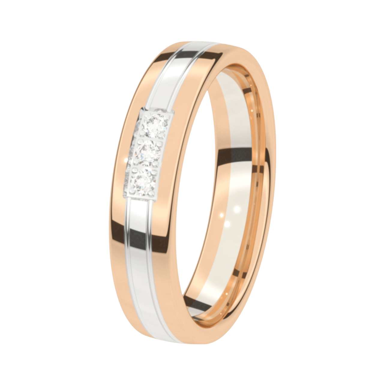 Trauring, 375 Rot- und Weißgold, Diamant, 4,5 mm, Eisblume