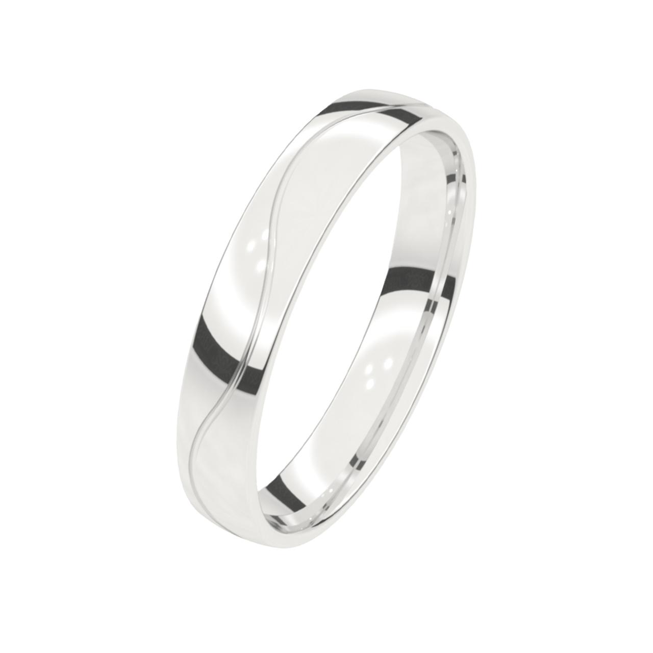 Trauring für Herren, 375 Weißgold, 4 mm, Mimosa