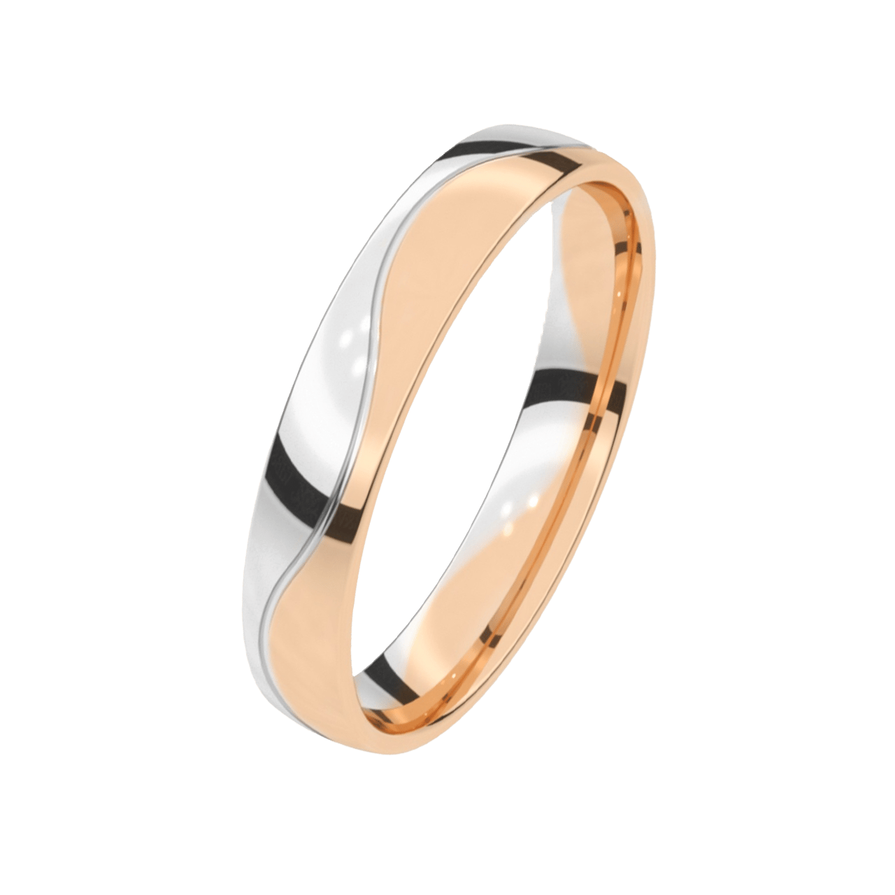 Trauring für Herren, 375 Rot- und Weißgold, 4 mm, Mimosa