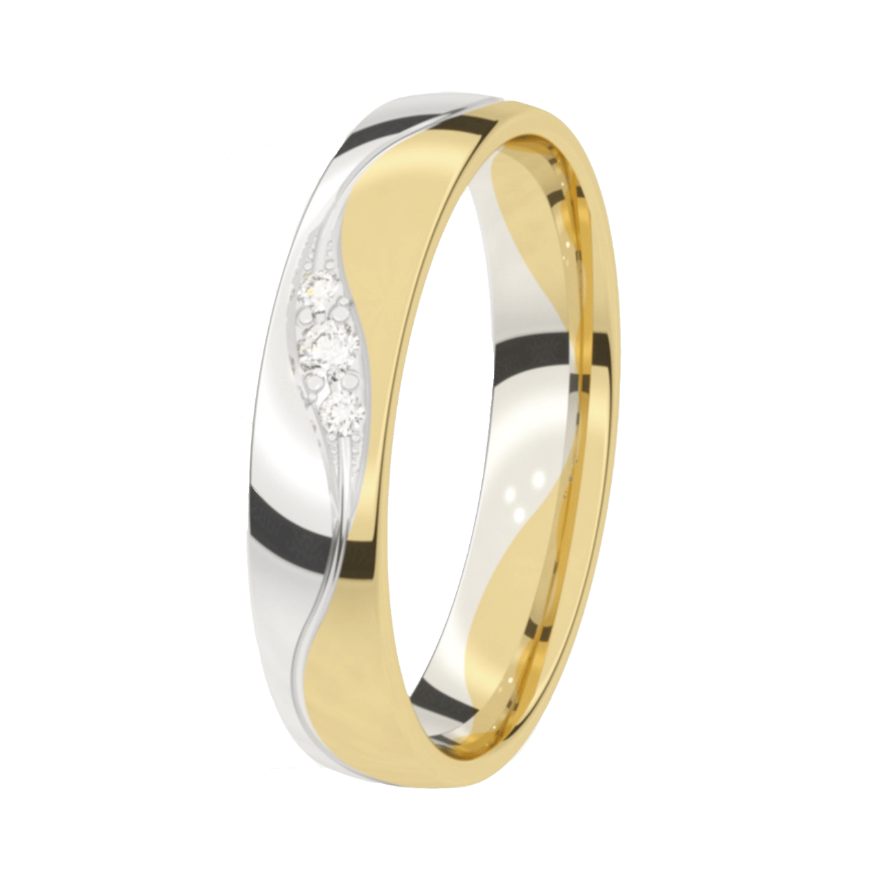 14K bicolor gouden trouwring diamant 4mm Mimosa