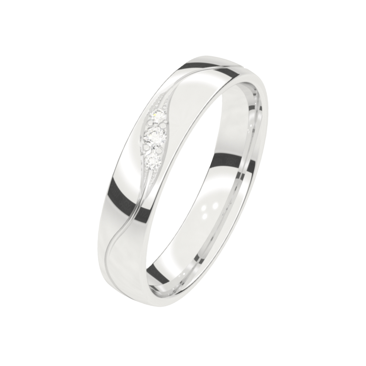 Trauring, 585 Weißgold, Diamant, 4 mm, Mimosa
