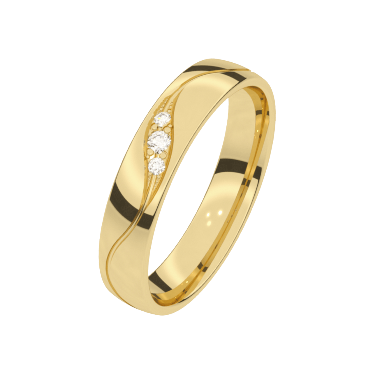 Trauring, 585 Gelbgold, Diamant, 4 mm, Mimosa