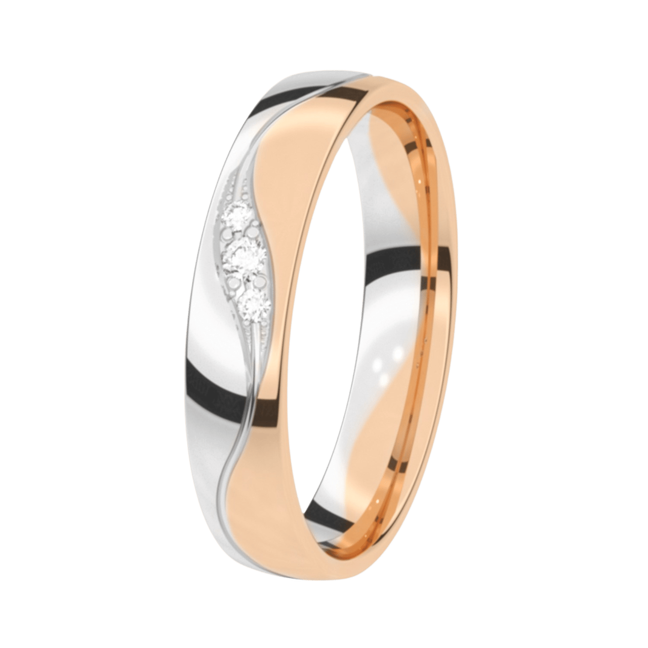 Trauring, 585 Rot- und Weißgold, Diamant, 4 mm, Mimosa