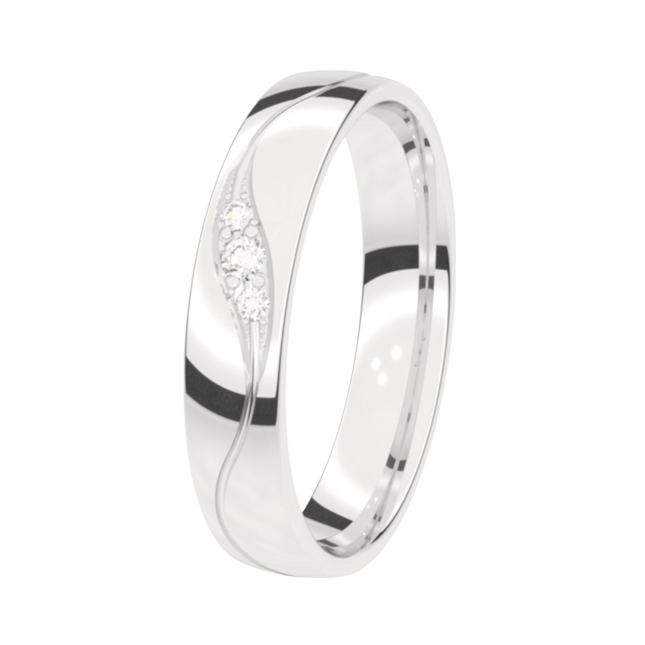 Trauring, 375 Weißgold, mit Diamant, 4 mm, Mimosa