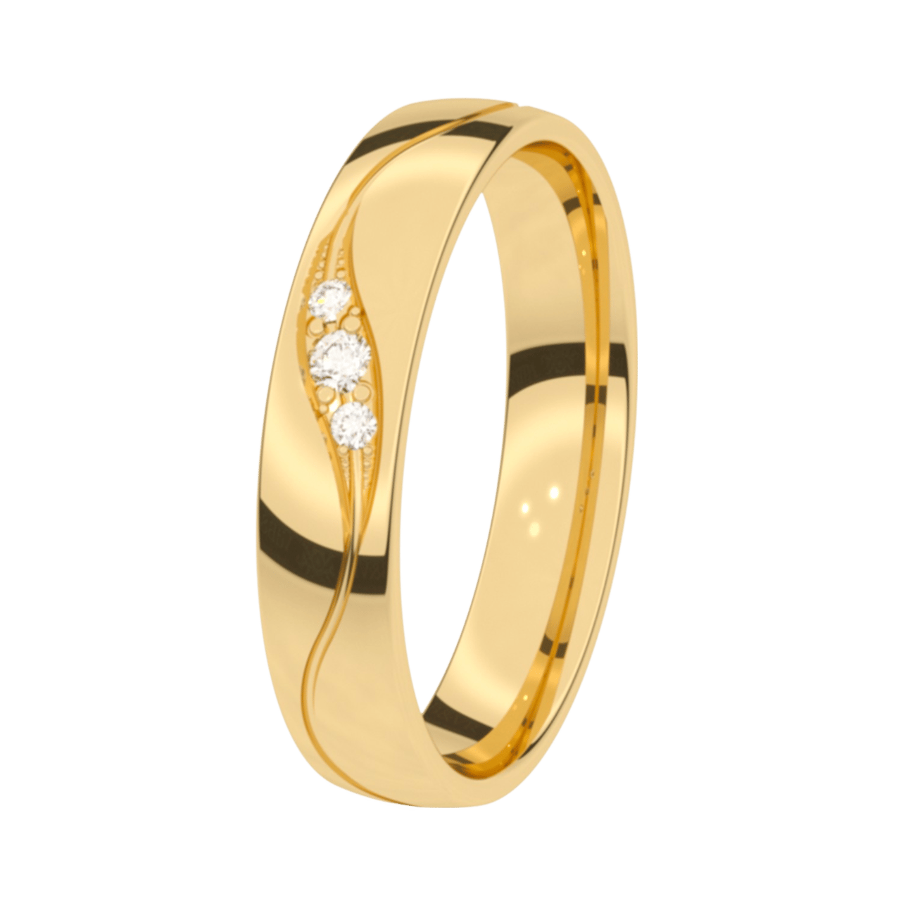 Trauring, 375 Gelbgold, Diamant, 4 mm, Mimosa