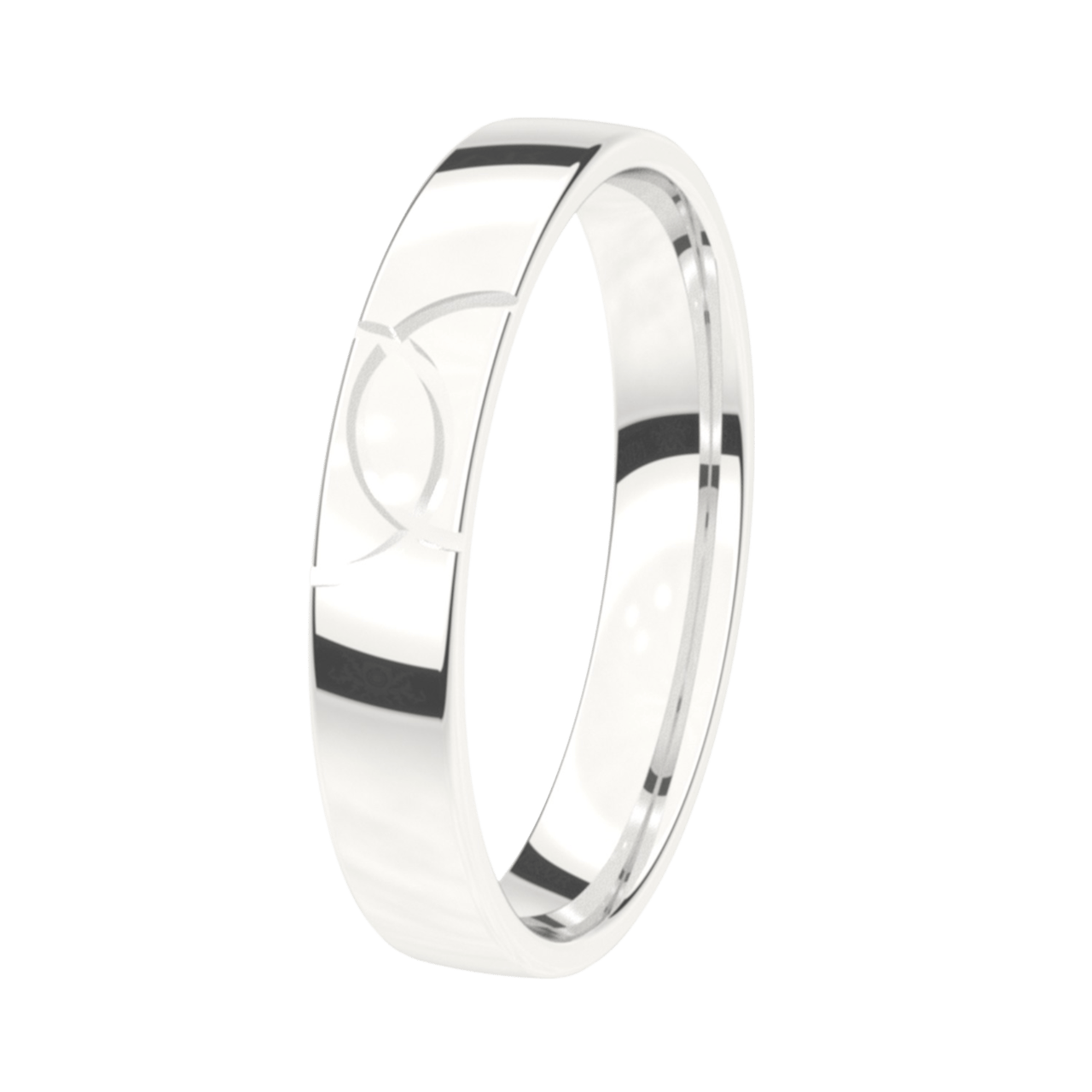 Trauring für Damen, 585 Weißgold, 4 mm, Rosmarin