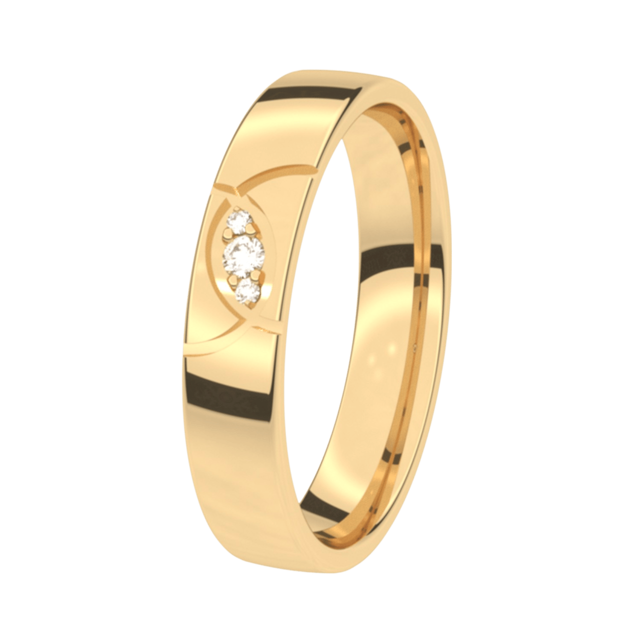 Trauring, 375 Gelbgold, Diamant, 4 mm, Rosmarin