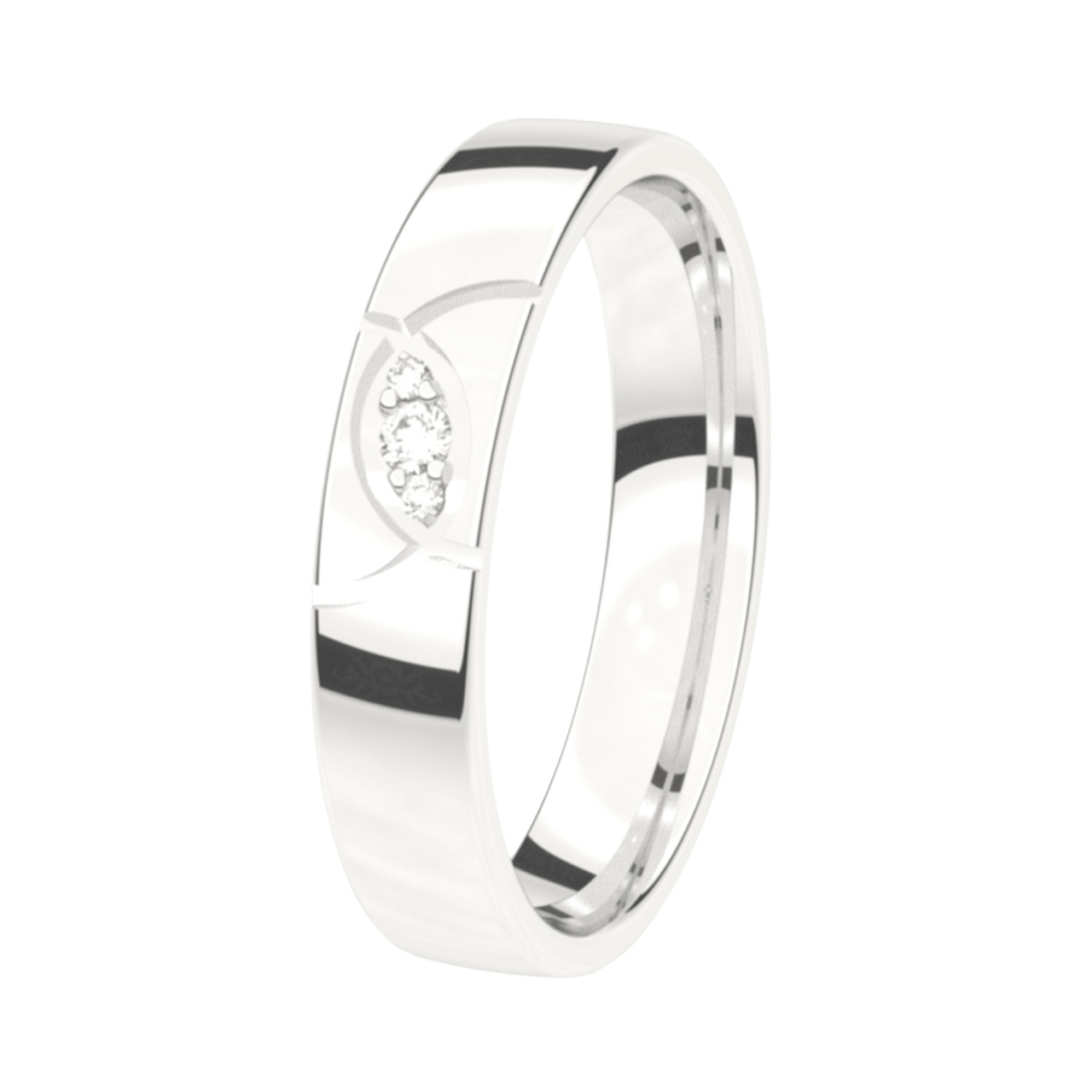 Trauring, 375 Weißgold, Diamant, 4 mm, Rosmarin