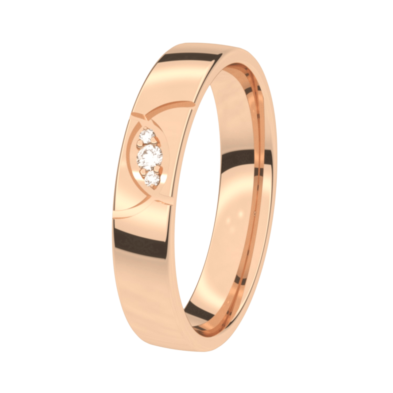 Trauring, 375 Rotgold, Diamant, 4 mm, Rosmarin