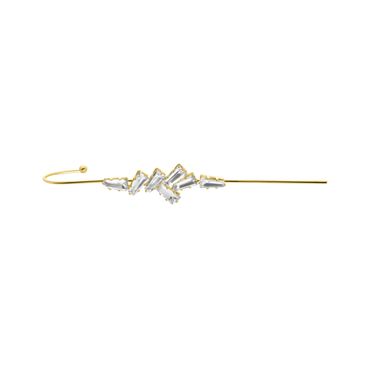 Goudkleurige byoux earcuff met steentjes
