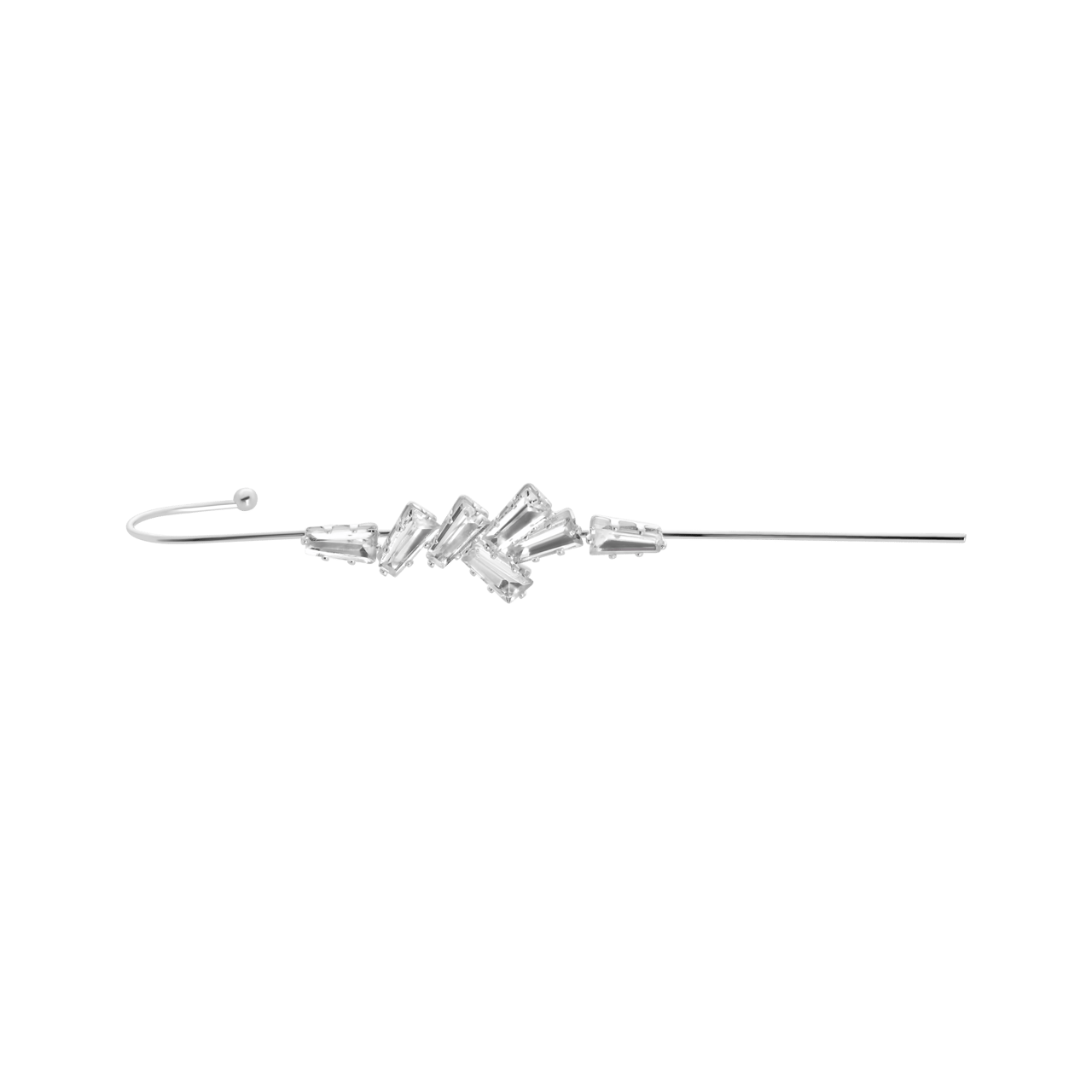 Zilverkleurige byoux earcuff met steentjes