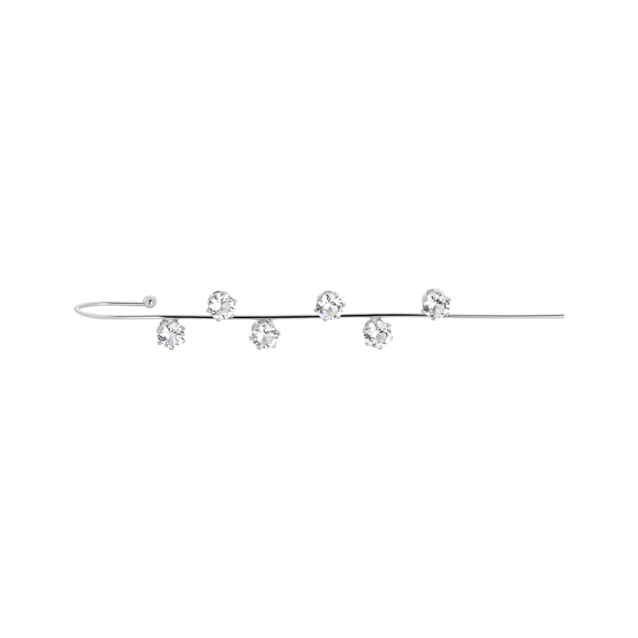 Zilverkleurige byoux earcuff met steentjes