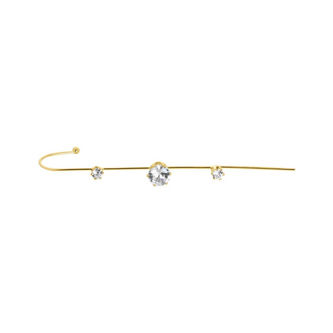 Goudkleurige byoux earcuff met steentjes