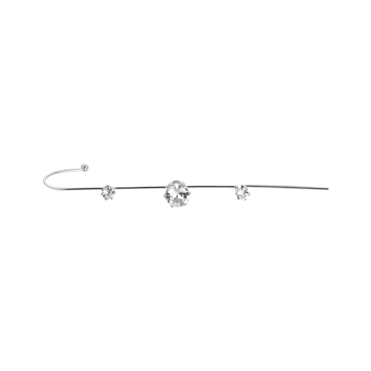 Zilverkleurige byoux earcuff met steentjes