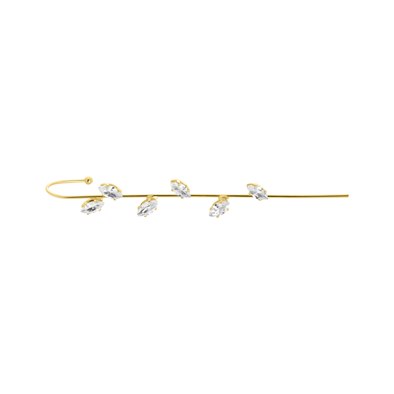Bijoux goudkleurige earcuff met strass voor dames