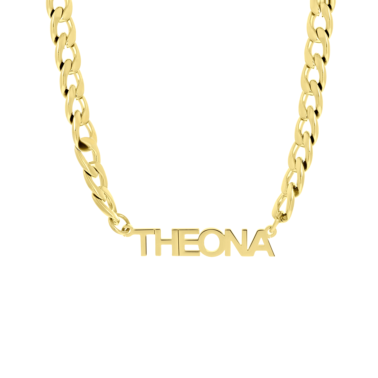 Stainless steel goldplated naamketting gourmetschakel