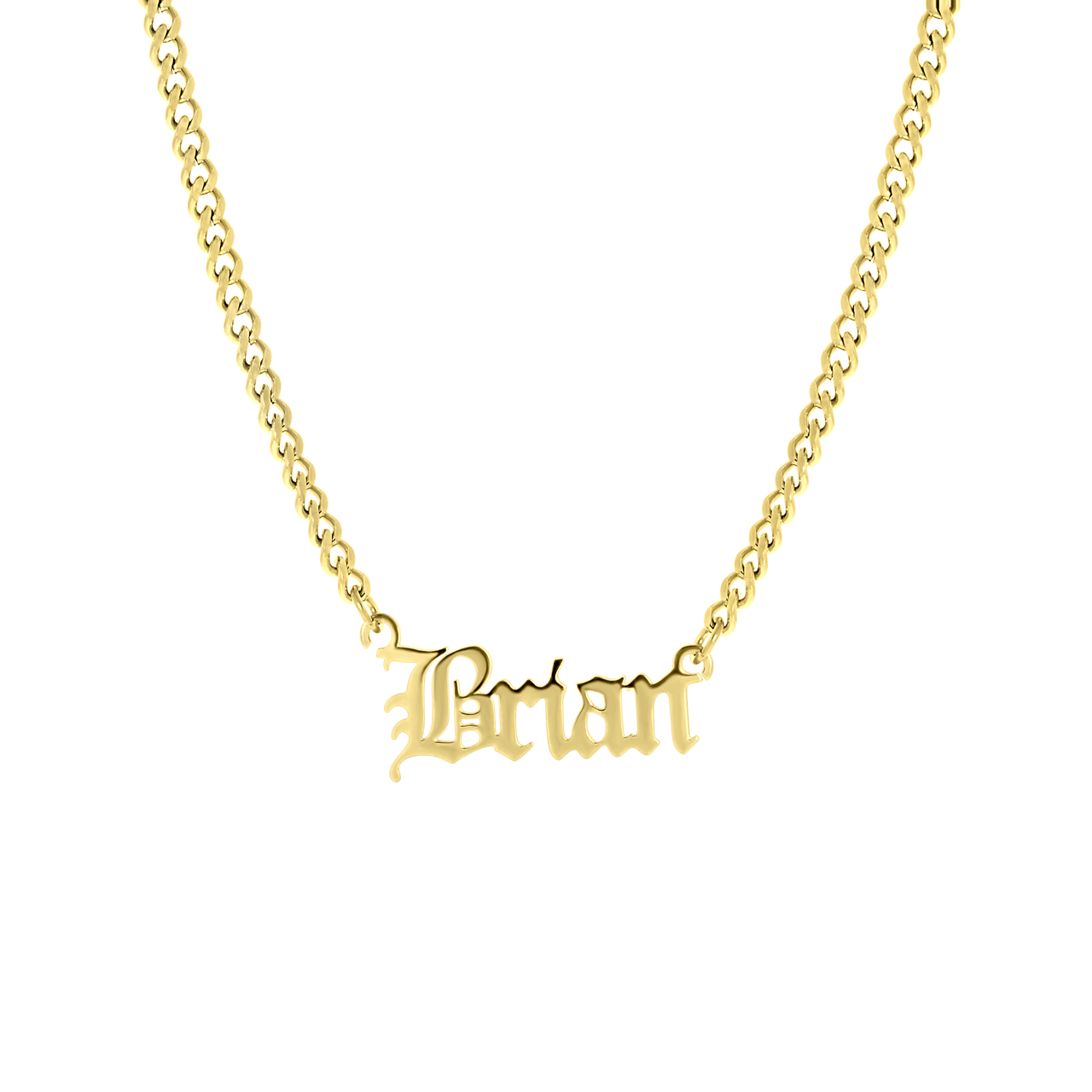 Stainless steel goldplated naamketting old english voor heren