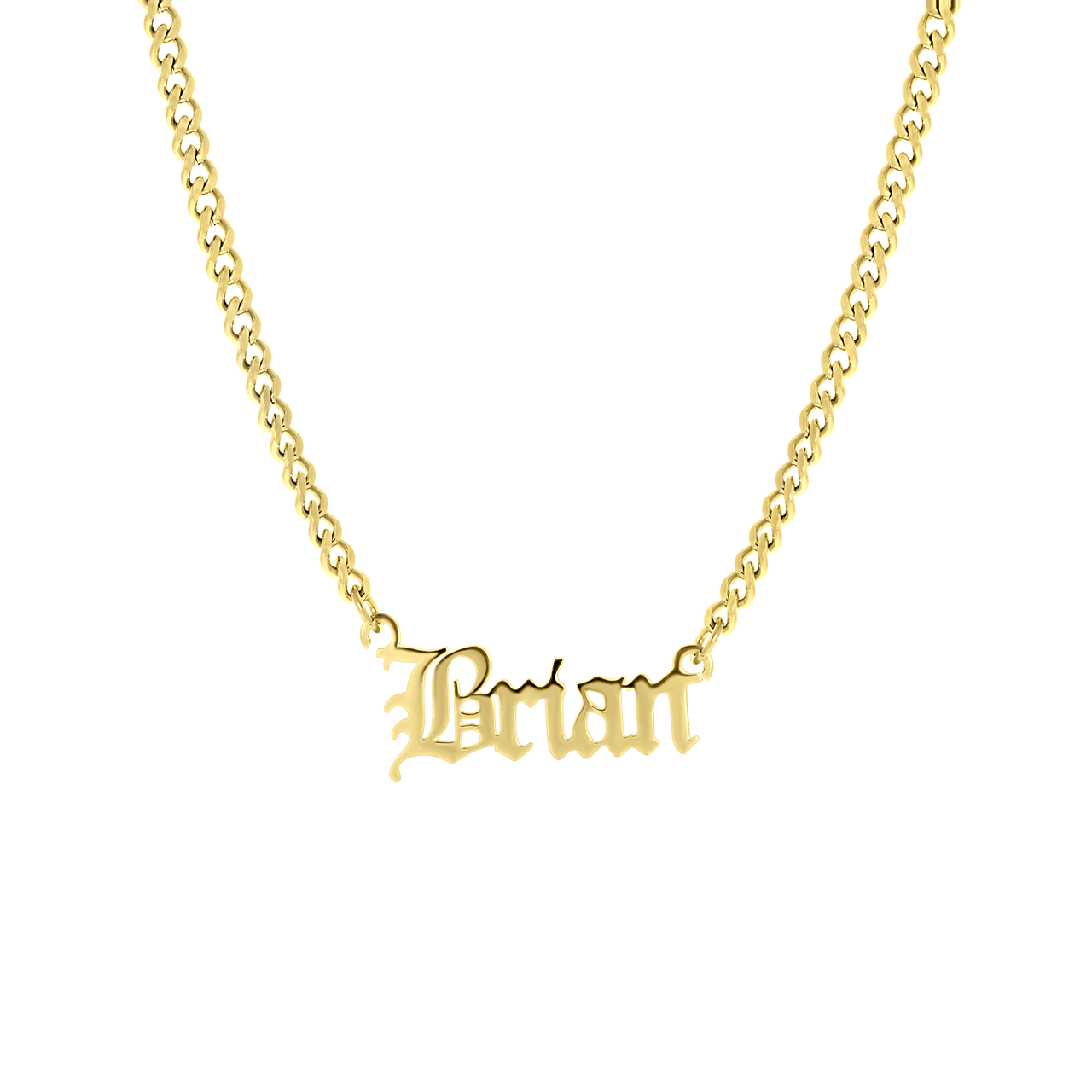 Stalen goldplated herennaamketting met hanger