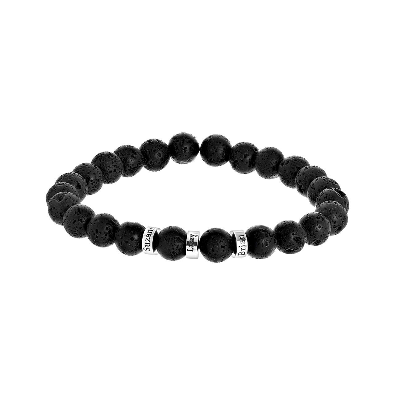 Herrenarmband, Edelstahl, Natursteine, schwarze Gravur