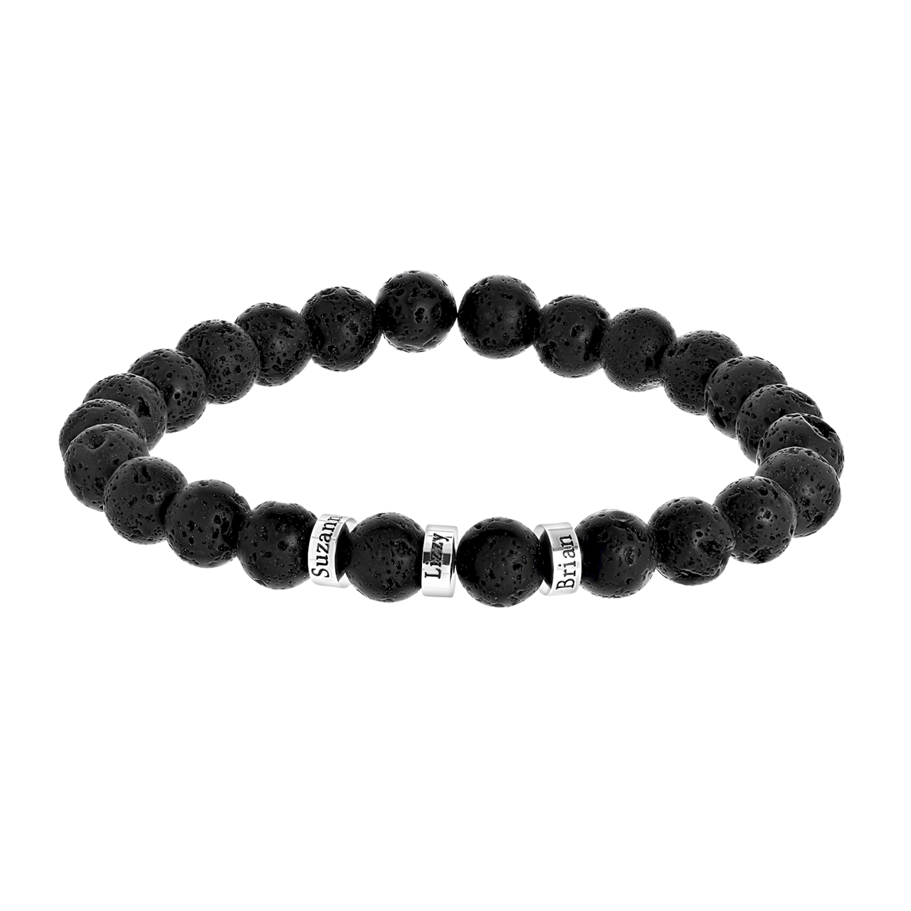 Stainless steel herenarmband natuurstenen zwarte gravure