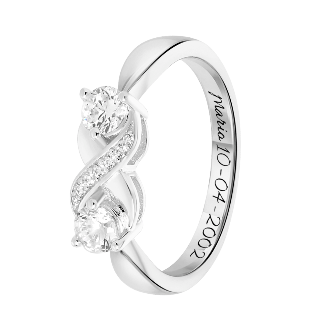 Zilveren ring infinity zwarte gravure zirkonia