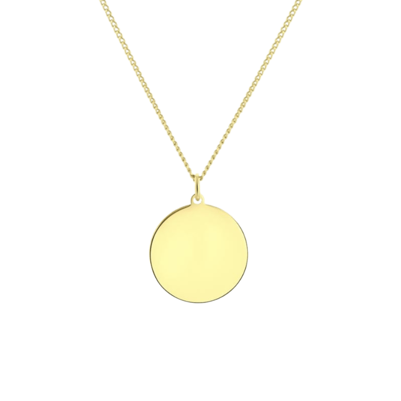 Zilveren goldplated ketting met hanger disc 20mm voor dames