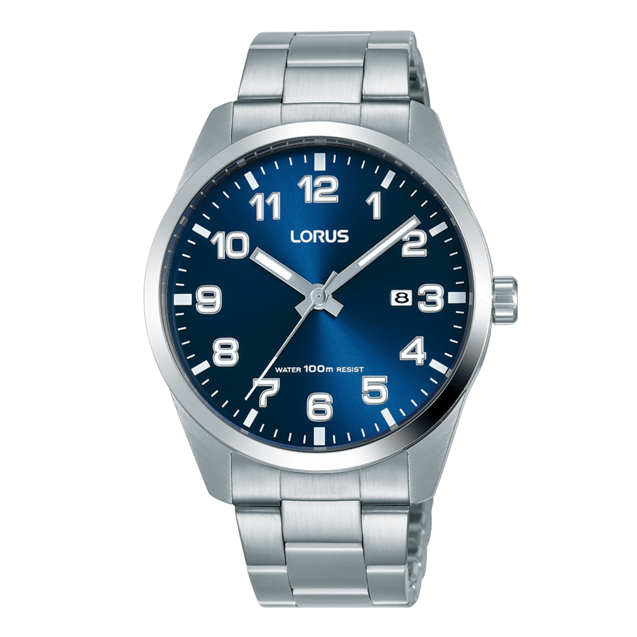 Herrenarmbanduhr von Lorus, Edelstahl, blaues Zifferblatt