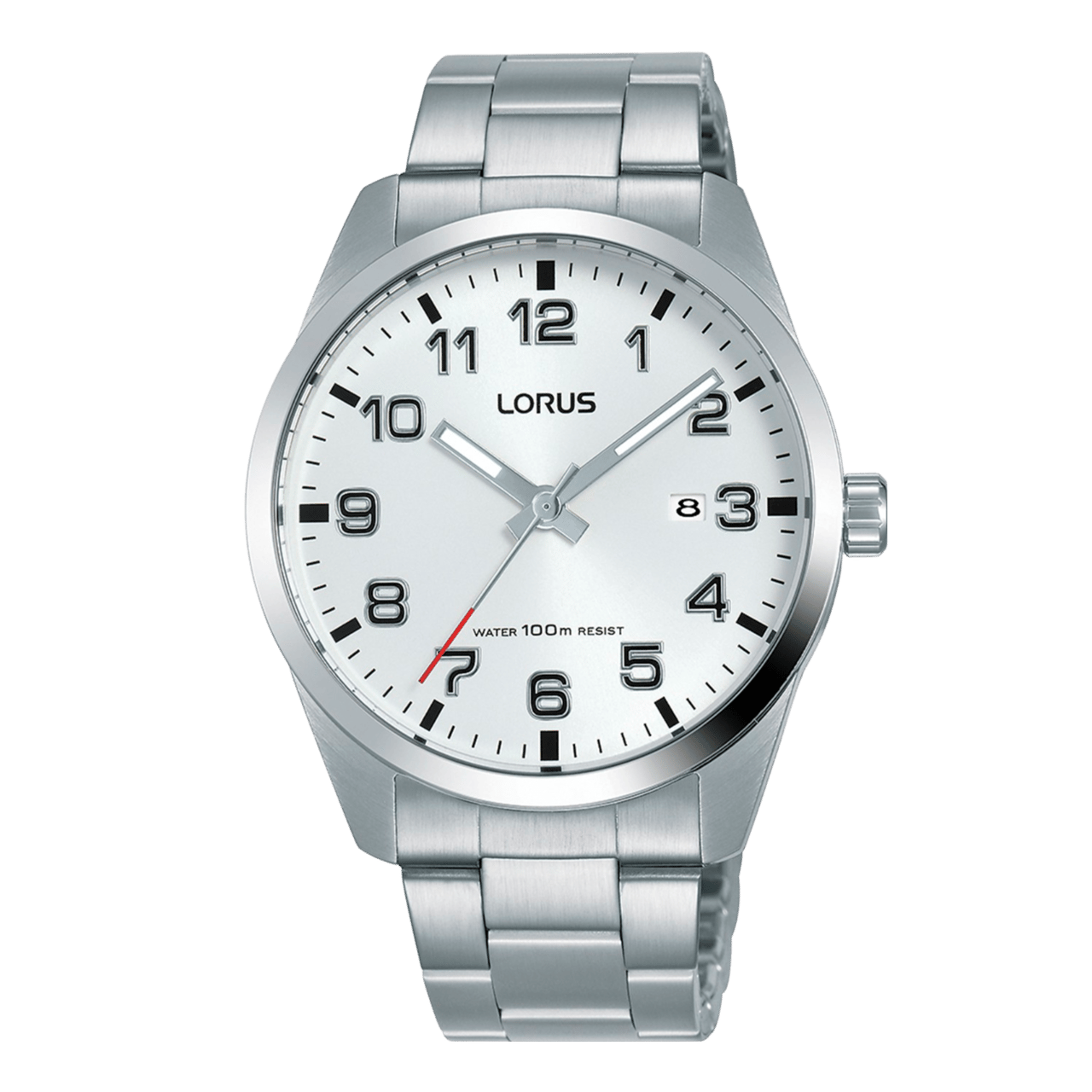 Herrenarmbanduhr von Lorus, Edelstahl, weißes Zifferblatt