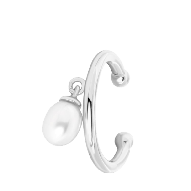 Zilveren earcuff met hanger zoetwaterparel