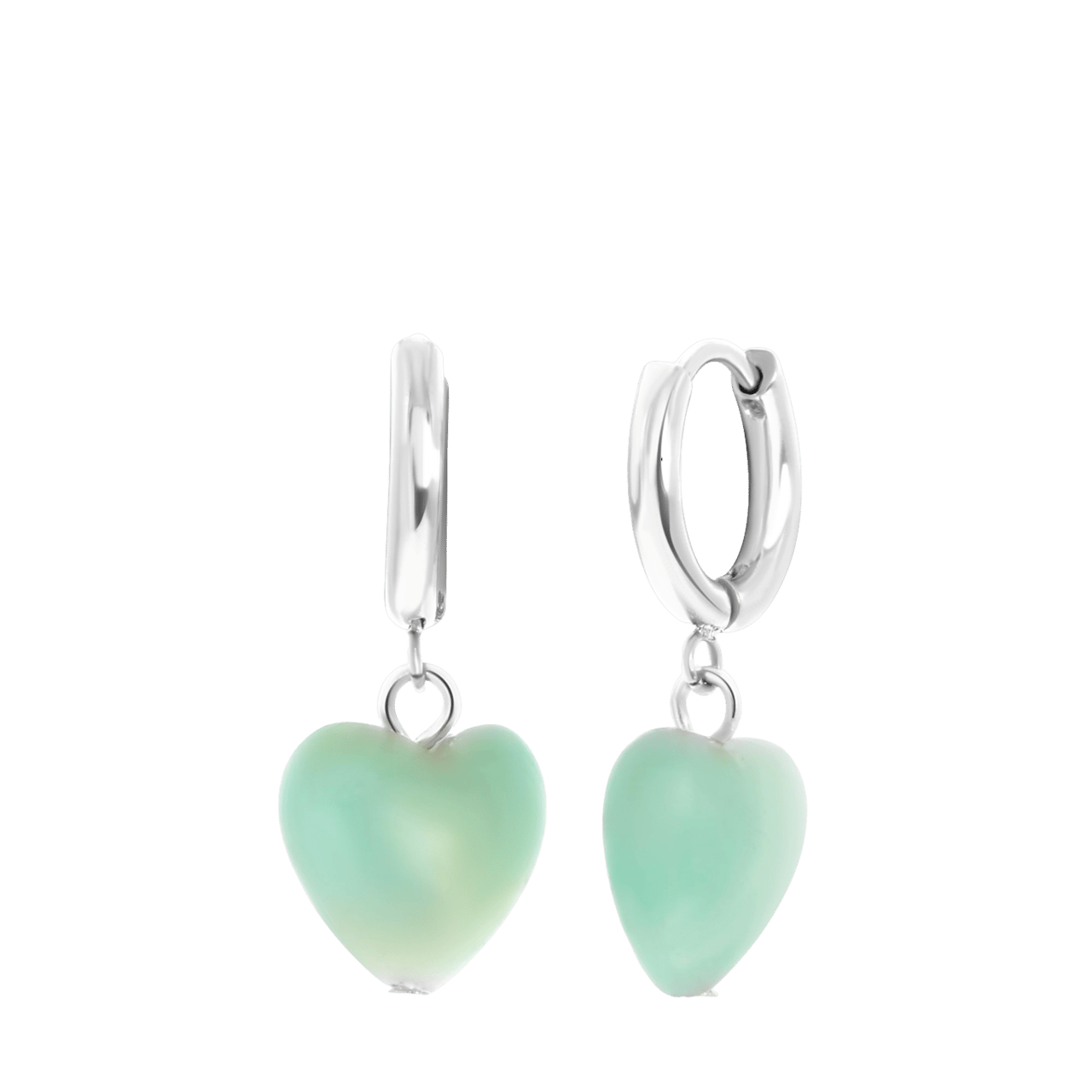 Stainless steel oorbellen met hartje aventurijn